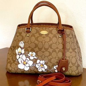 Coach Margo Satchel in EUC with Hand Painted Magnolia Flowers